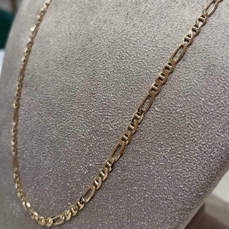 Pre-Owned 9ct Yellow Gold Figaro Anchor 24" Chain