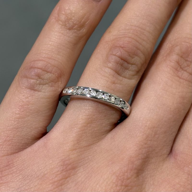 Pre-Owned 9ct White Gold 0.25ct Diamond Channel Set Half Eternity Ring