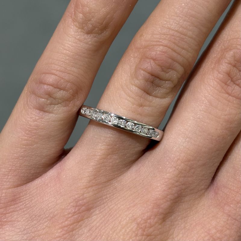 Pre-Owned 9ct White Gold 0.25ct Diamond Channel Set Half Eternity Ring Pre-Owned 9ct White Gold 0.25ct Diamond Channel Set Half Eternity Ring