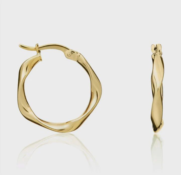 9ct Yellow Gold Loose Twist Hoop Earrings 20mm
