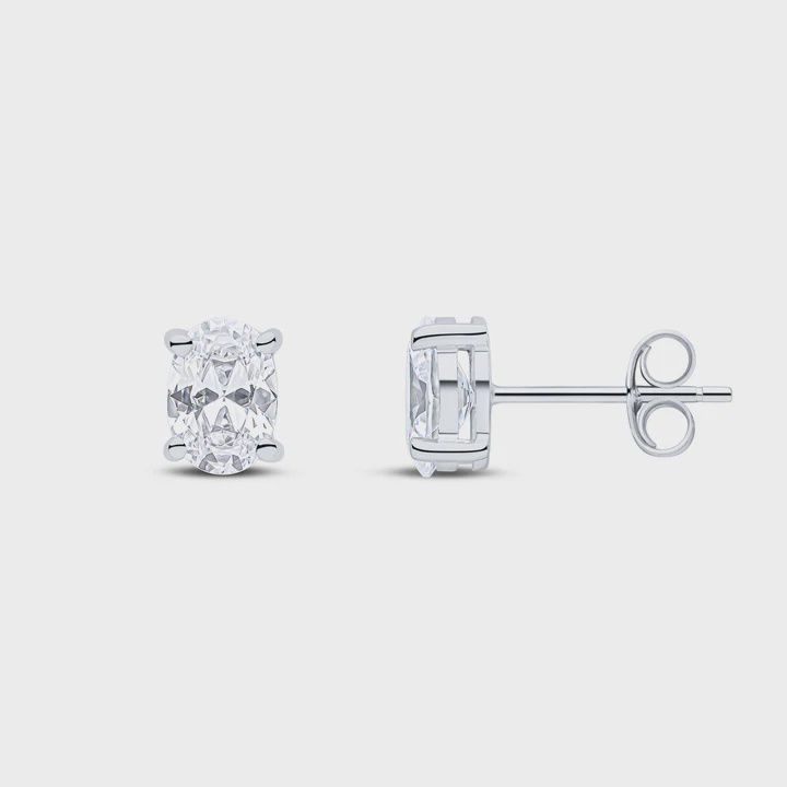 9ct White Gold Oval CZ Cubic Zirconia Stud Earrings 7x5mm