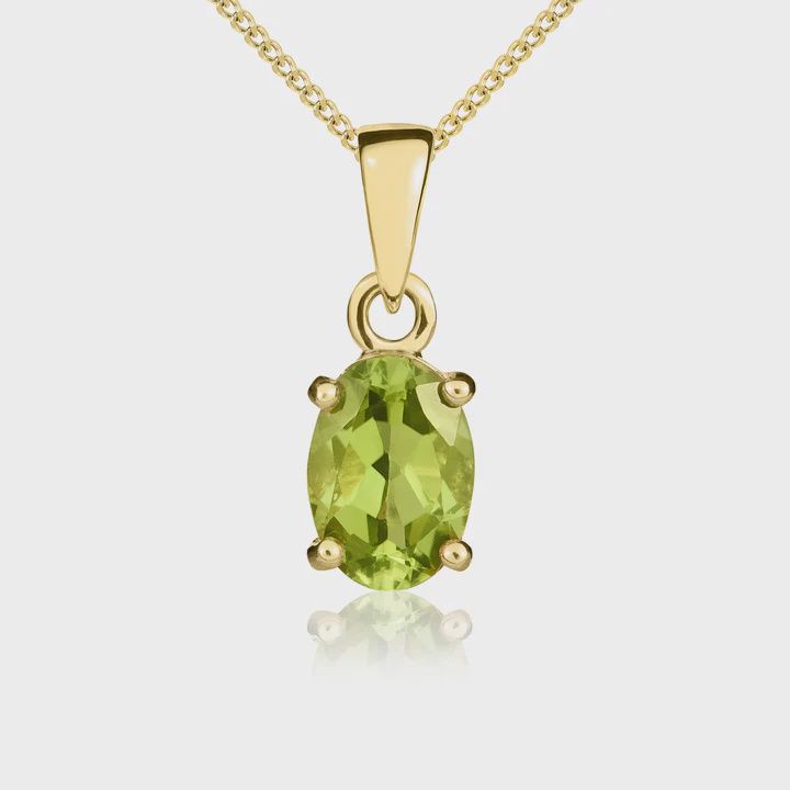 9ct Yellow Gold Oval Peridot Claw Pendant 7x5mm