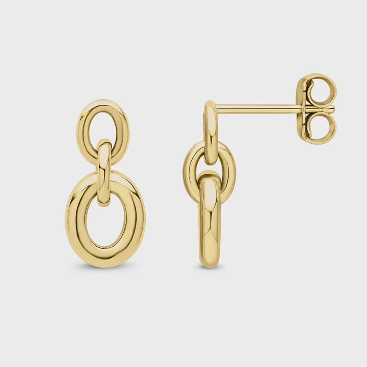 9ct Yellow Gold Three Link Paper Chain Drop Earrings 15mm 9ct Yellow Gold Three Link Paper Chain Drop Earrings 15mm