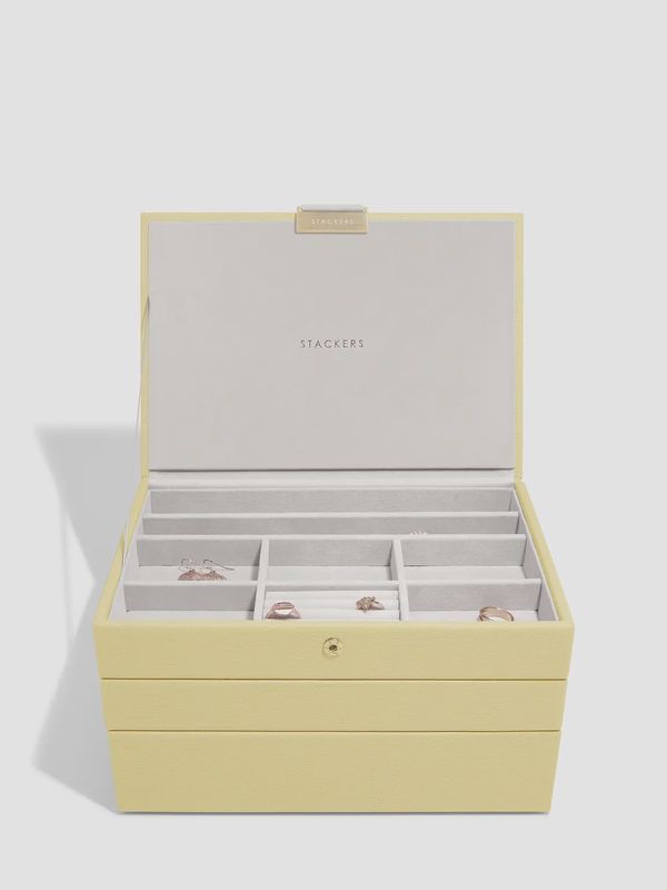 Set Of Three Jewellery Box In Butter Yellow
