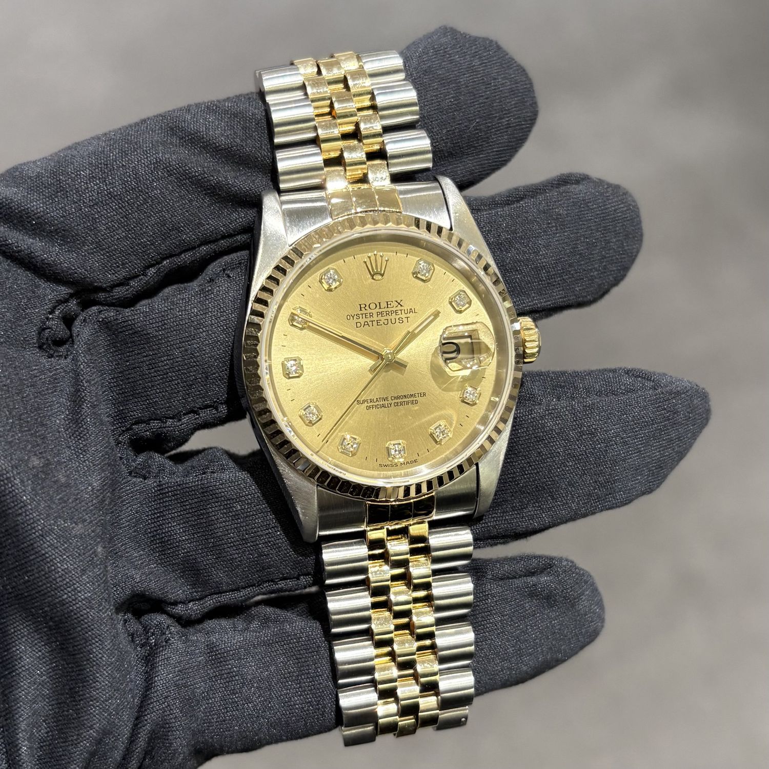 Pre-Owned Rolex Steel &amp; Gold Champagne Diamond Dial 36mm Datejust 16233