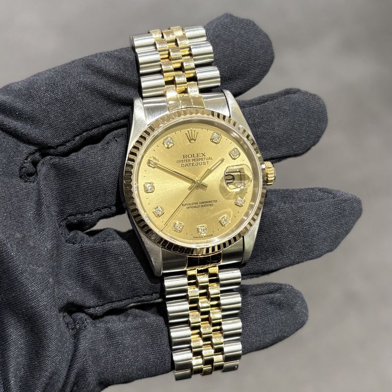 Pre-Owned Rolex Steel &amp; Gold Champagne Diamond Dial 36mm Datejust 16233