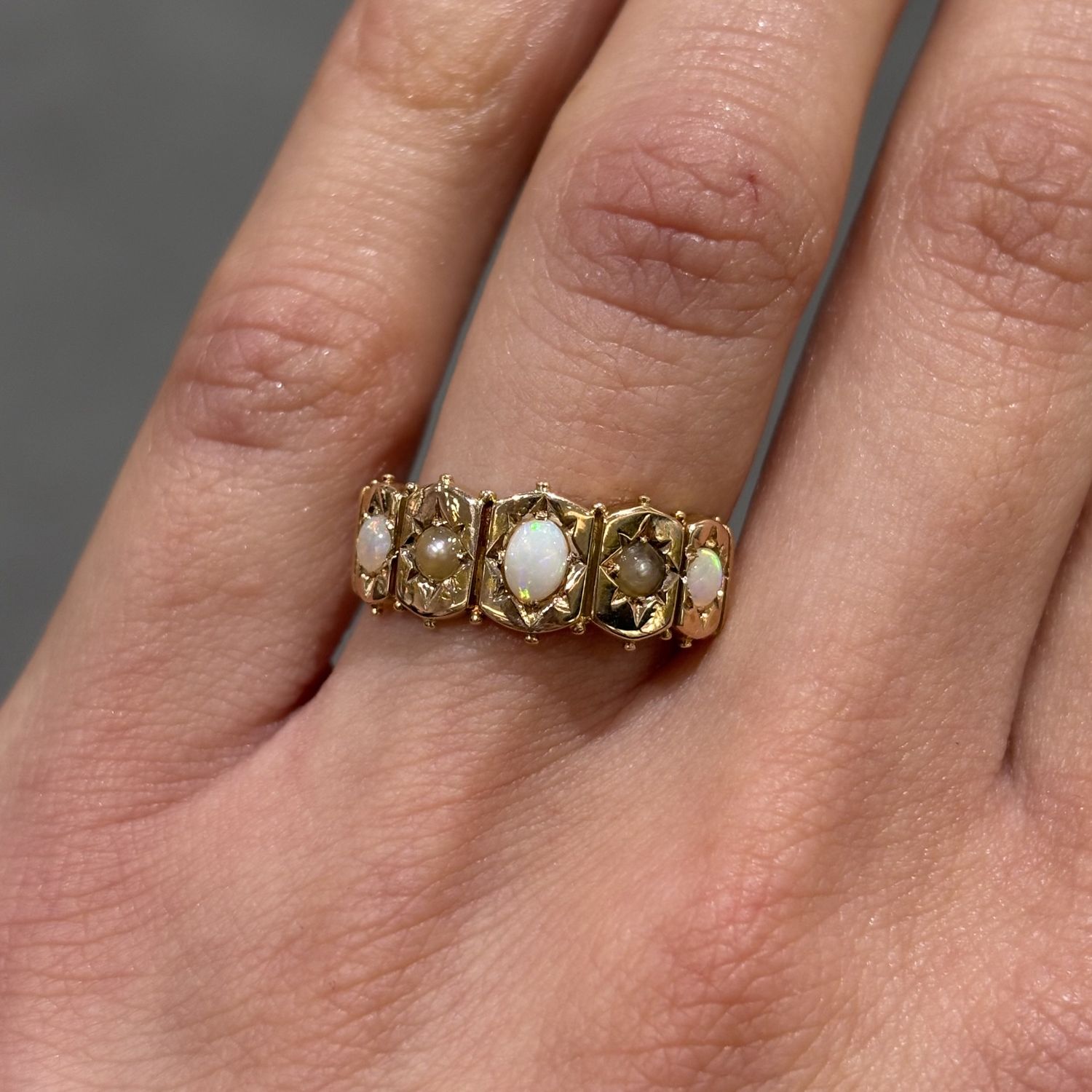 Pre-Owned 15ct Yellow Gold Opal & Pearl Antique Ring Pre-Owned 15ct Yellow Gold Opal & Pearl Antique Ring