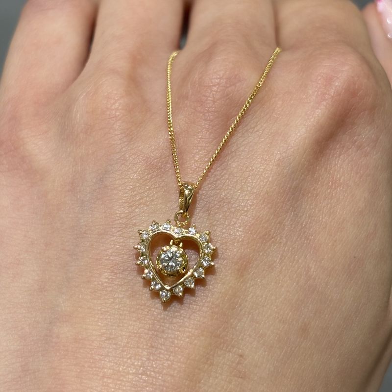 Pre-Owned 18ct Yellow Gold Diamond  Drop Heart Pendant