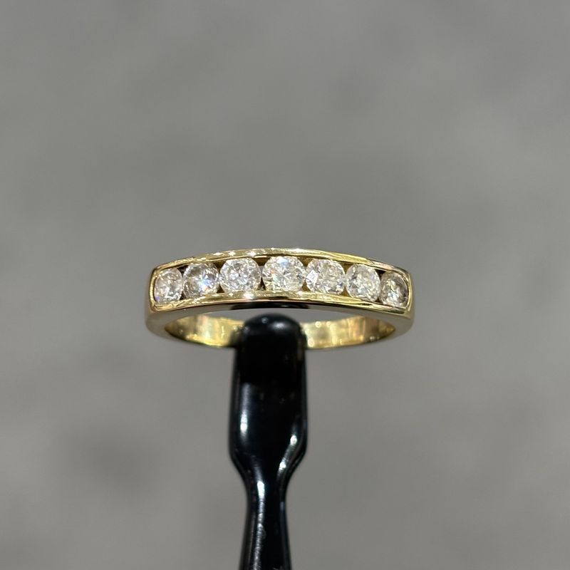 Pre-Owned 18ct Yellow Gold 1.00ct Round Brilliant Cut Diamond Channel Set 1/2 Eternity Ring