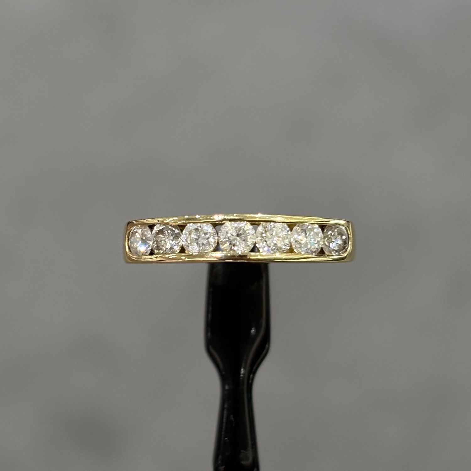 Pre-Owned 18ct Yellow Gold 1.00ct Round Brilliant Cut Diamond Channel Set 1/2 Eternity Ring Pre-Owned 18ct Yellow Gold 1.00ct Round Brilliant Cut Diamond Channel Set 1/2 Eternity Ring