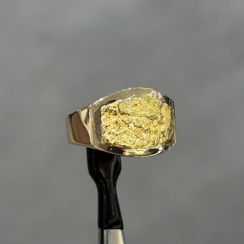 Pre-Owned 14ct Yellow Gold Gents Gold Nugget Ring