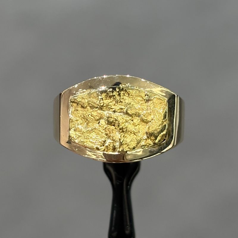 Pre-Owned 14ct Yellow Gold Gents Gold Nugget Ring