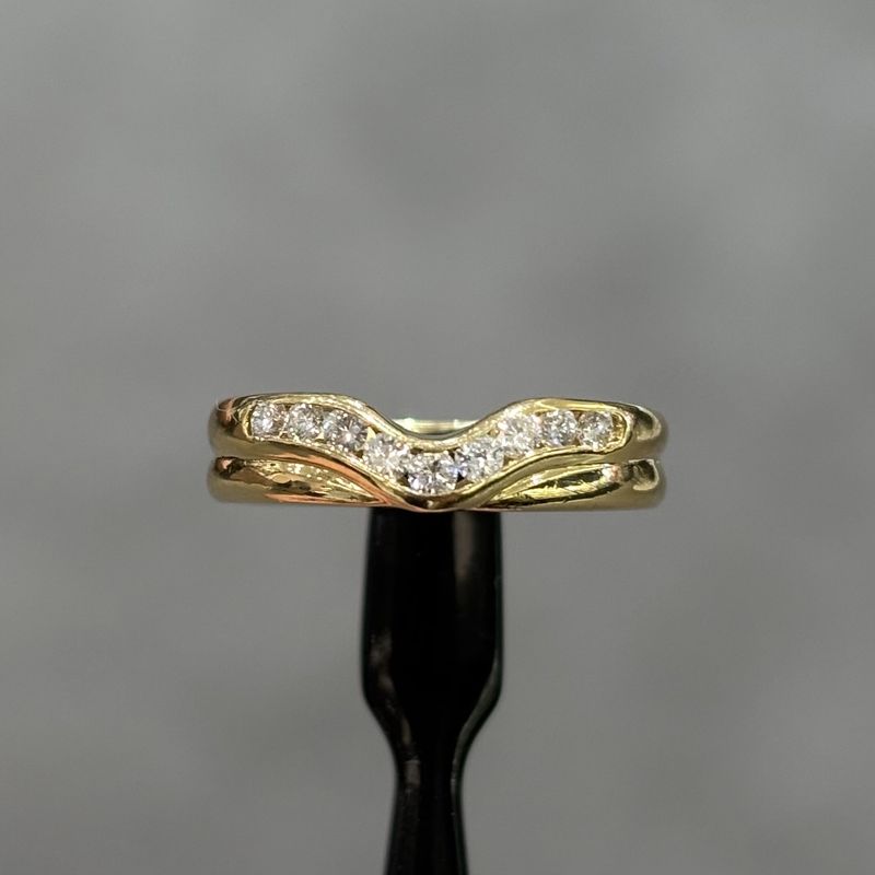 Pre-Owned 18ct Yellow Gold 0.18ct Diamond Channel Set Shaped 1/3 Eternity Ring