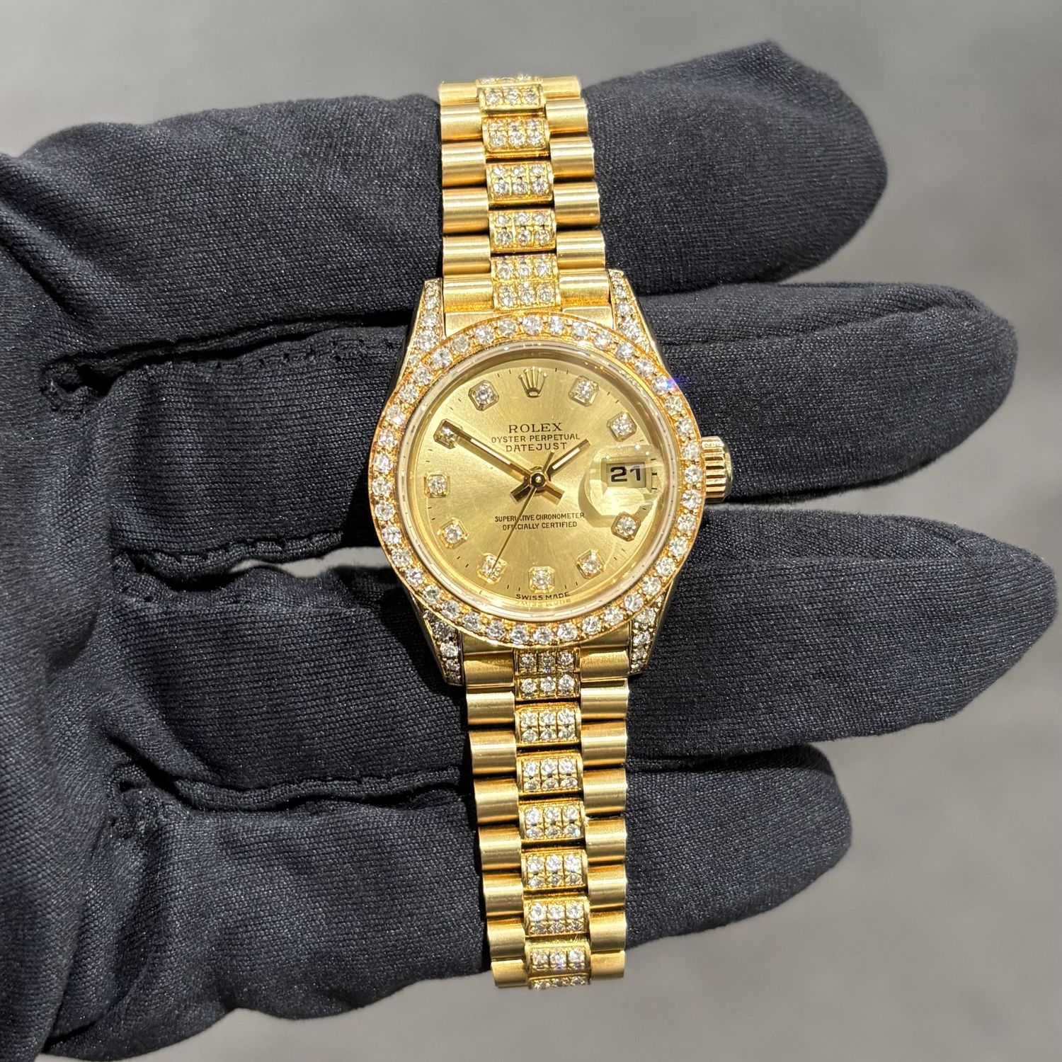Pre-Owned Rolex 18ct Yellow Gold Diamond Set Ladies Datejust 69238 Pre-Owned Rolex 18ct Yellow Gold Diamond Set Ladies Datejust 69238