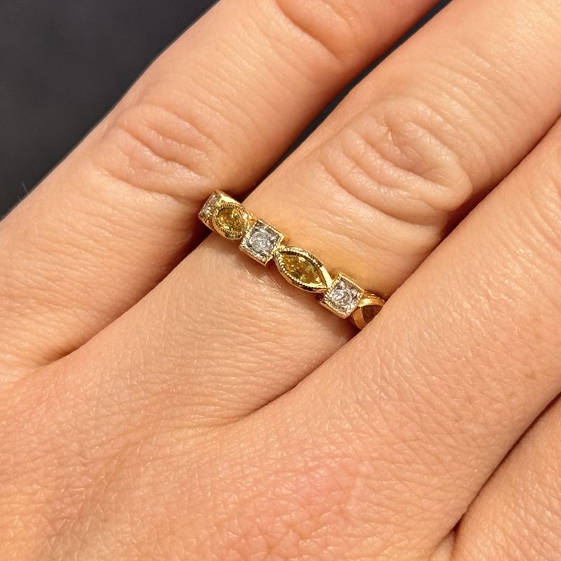 Pre-Owned 18ct Yellow Gold 0.49ct Yellow Sapphire &amp; 0.10ct Diamond 1/2 Eternity Ring