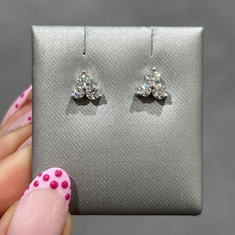 Pre-Owned 18ct White Gold 3 Stone 0.72ct Diamond Stud Earrings Pre-Owned 18ct White Gold 3 Stone 0.72ct Diamond Stud Earrings