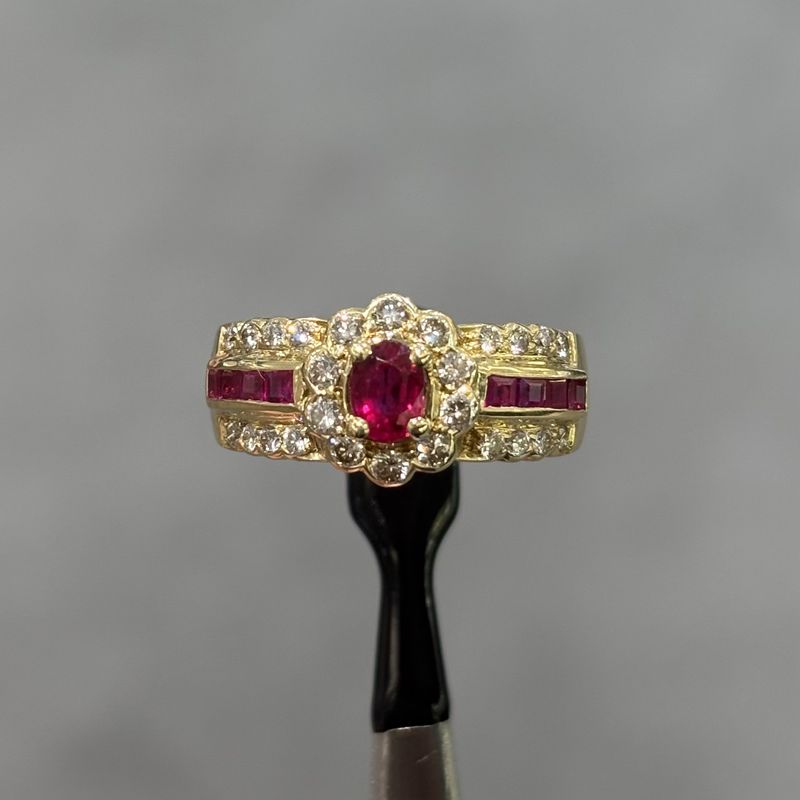 Pre-Owned 14ct Yellow Gold 1.09ct Ruby &amp; 0.46ct Diamond Ring