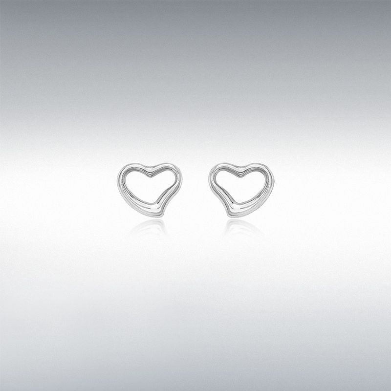 9ct White Gold Polished Open-Heart Stud Earrings 9ct White Gold Polished Open-Heart Stud Earrings