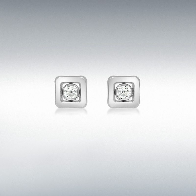 9ct White Gold 3mm CZ Square Stud Earrings 9ct White Gold 3mm CZ Square Stud Earrings