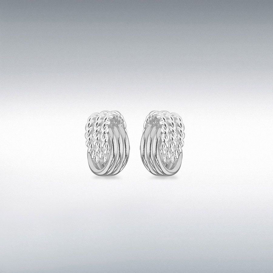 Sterling Silver Polished and Textured Knot Stud Earrings