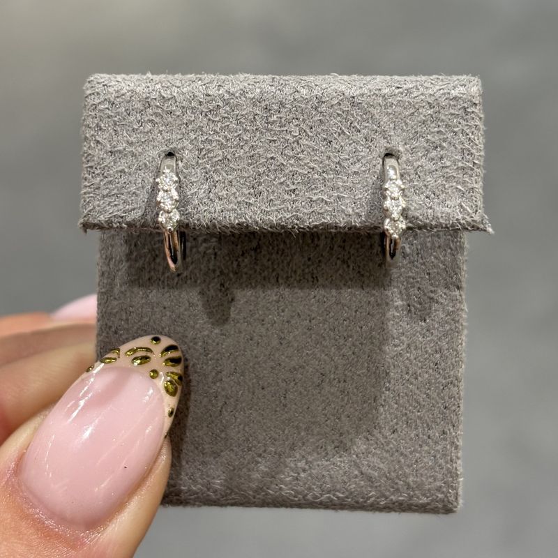 Pre-Owned 9ct White Gold Diamond Semi Hoop Earrings Pre-Owned 9ct White Gold Diamond Semi Hoop Earrings