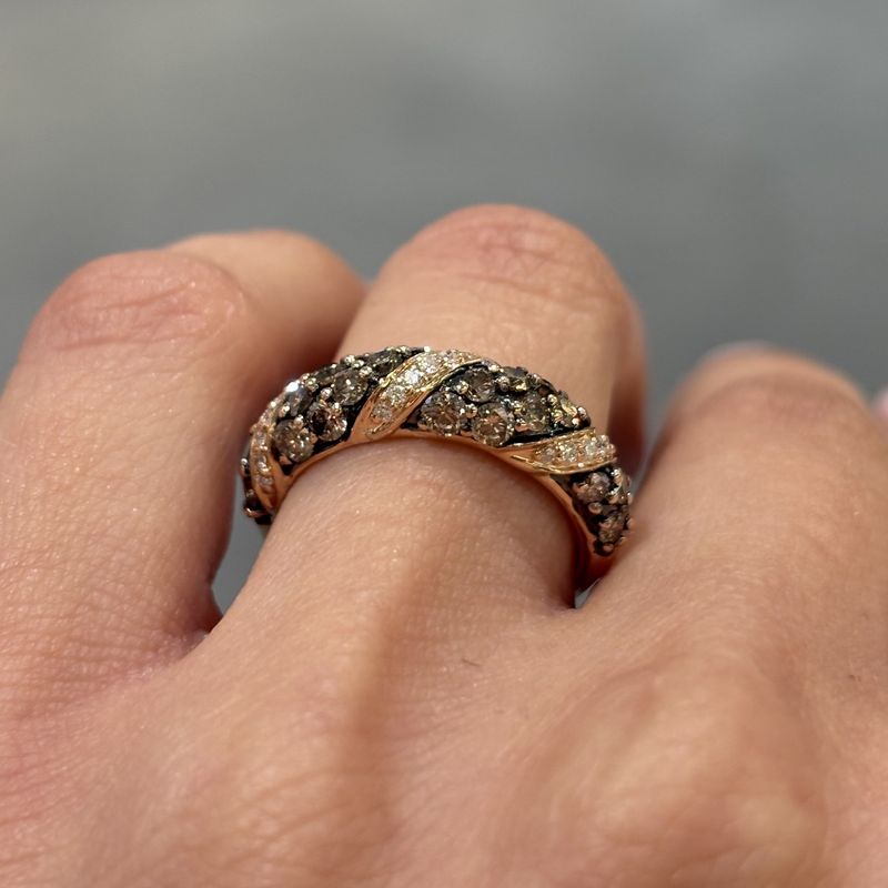 Pre-Owned 14ct Rose Gold Le Vian 1.00ct Diamond Twist Half Eternity Style Ring