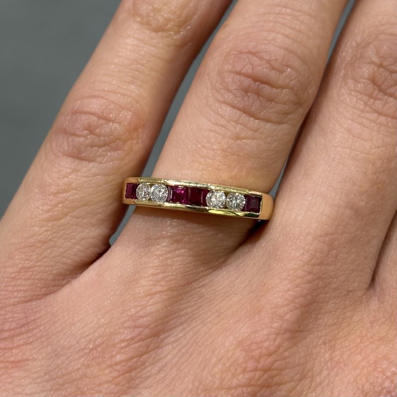 Pre-Owned 18ct Yellow Gold 0.32ct Ruby & 0.40ct Diamond 1/2 Eternity Ring Pre-Owned 18ct Yellow Gold 0.32ct Ruby & 0.40ct Diamond 1/2 Eternity Ring