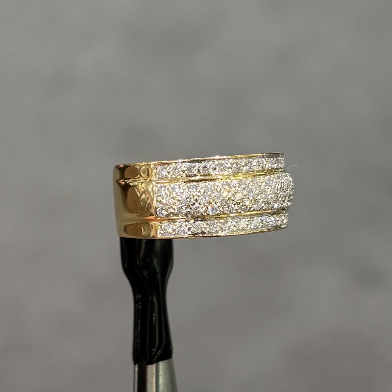 Pre-Owned 14ct Yellow Gold 0.80ct Diamond 3 Row 1/2 Eternity Ring