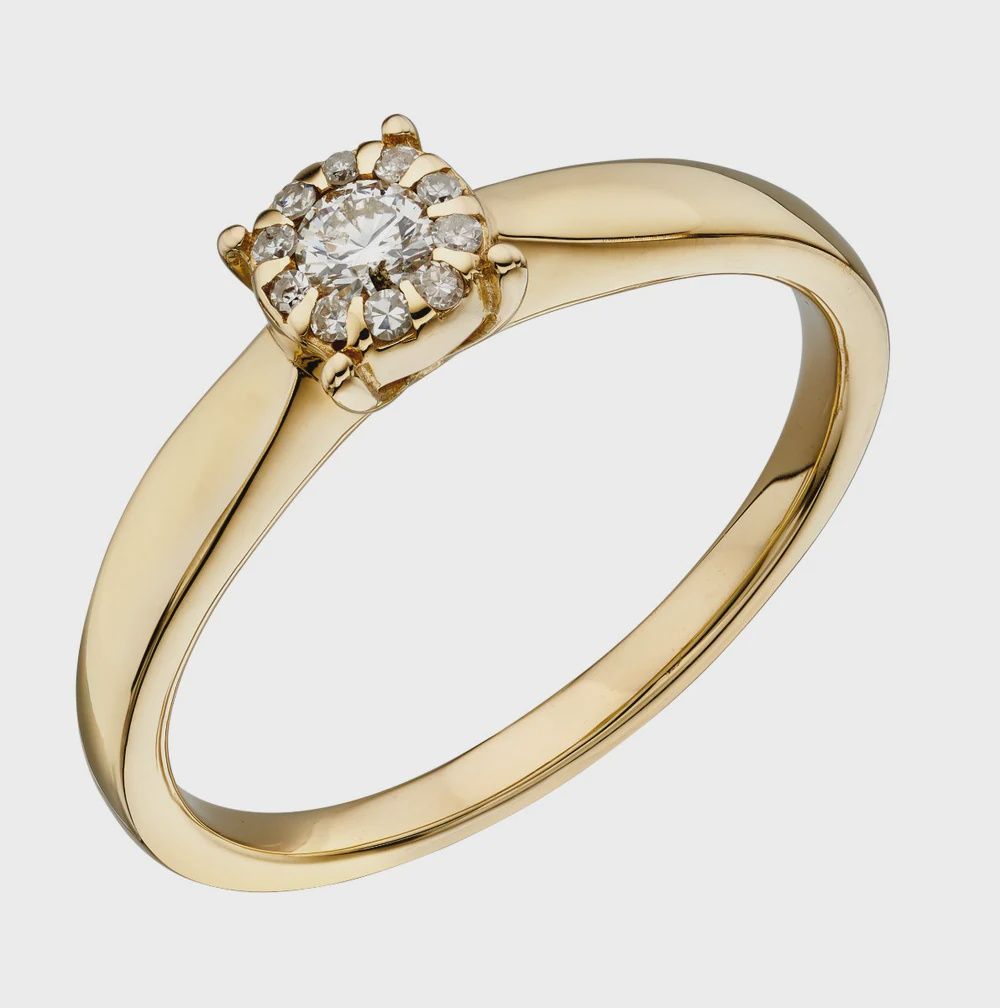 Pre-Owned 9ct Yellow Gold Diamond Cluster Ring Pre-Owned 9ct Yellow Gold Diamond Cluster Ring
