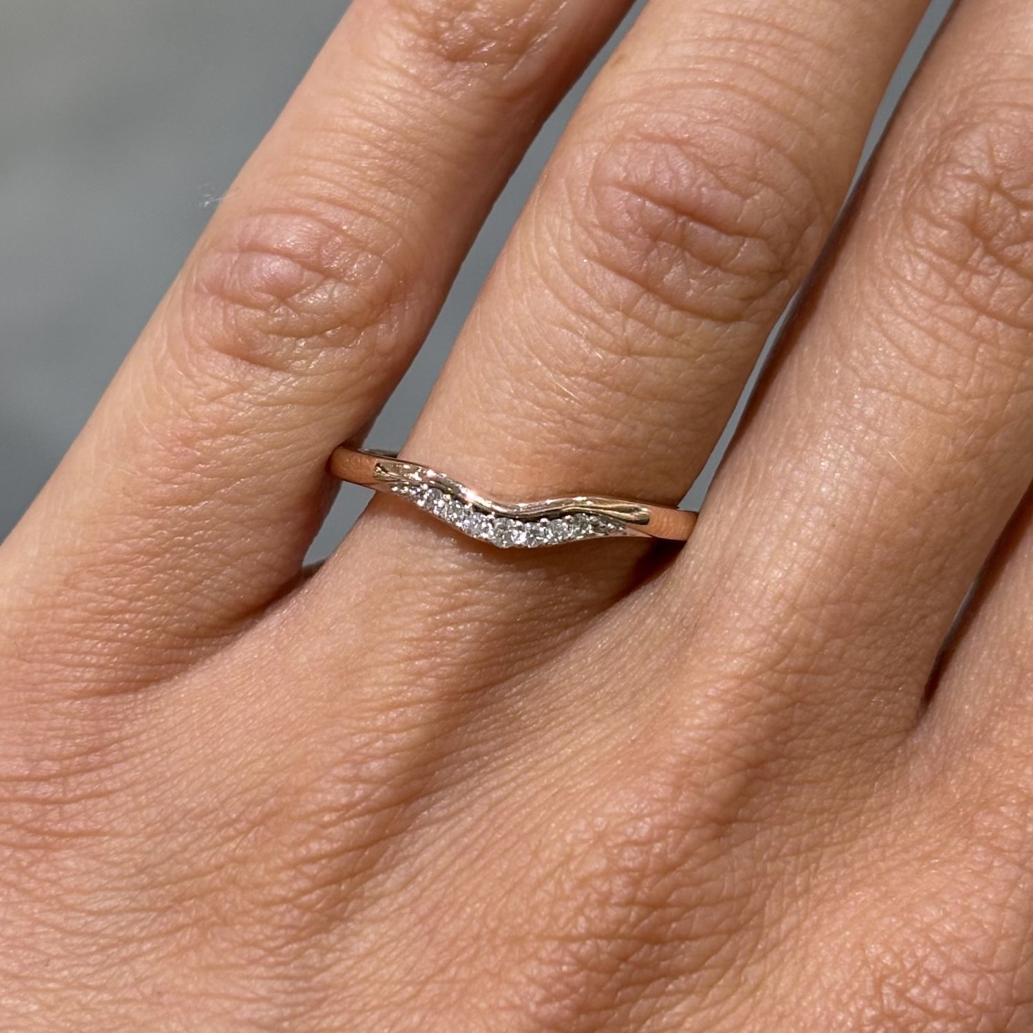 Pre-Owned 9ct Rose Gold 0.05ct Diamond Subtle Wishbone Ring Pre-Owned 9ct Rose Gold 0.05ct Diamond Subtle Wishbone Ring