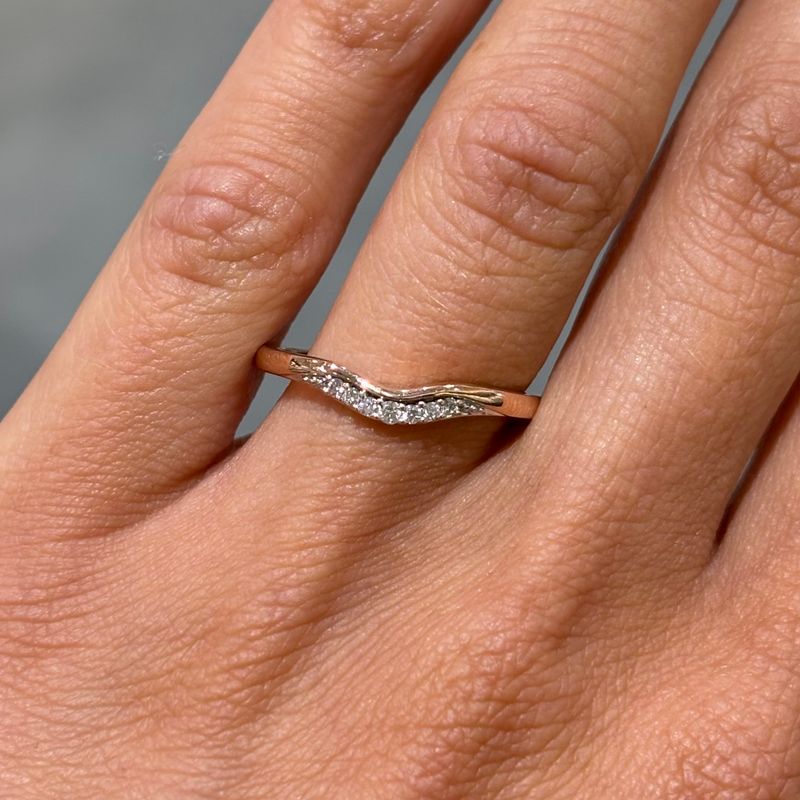 Pre-Owned 9ct Rose Gold 0.05ct Diamond Subtle Wishbone Ring Pre-Owned 9ct Rose Gold 0.05ct Diamond Subtle Wishbone Ring
