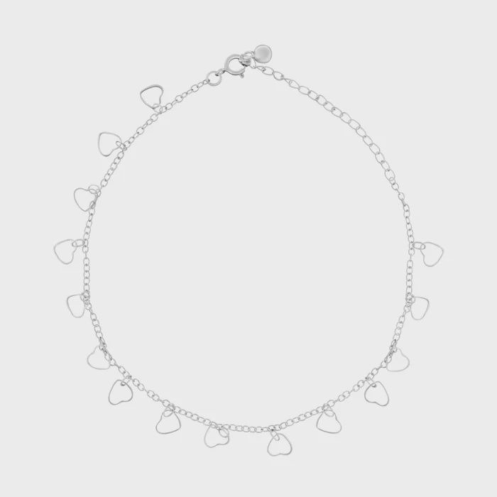 Sterling Silver Cut Out Heart Anklet Sterling Silver Cut Out Heart Anklet