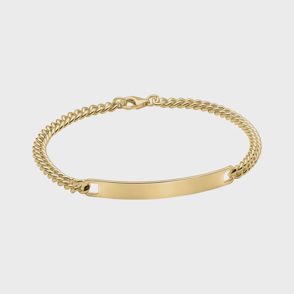 Gold Plated Curb Chain Bracelet with ID Bar