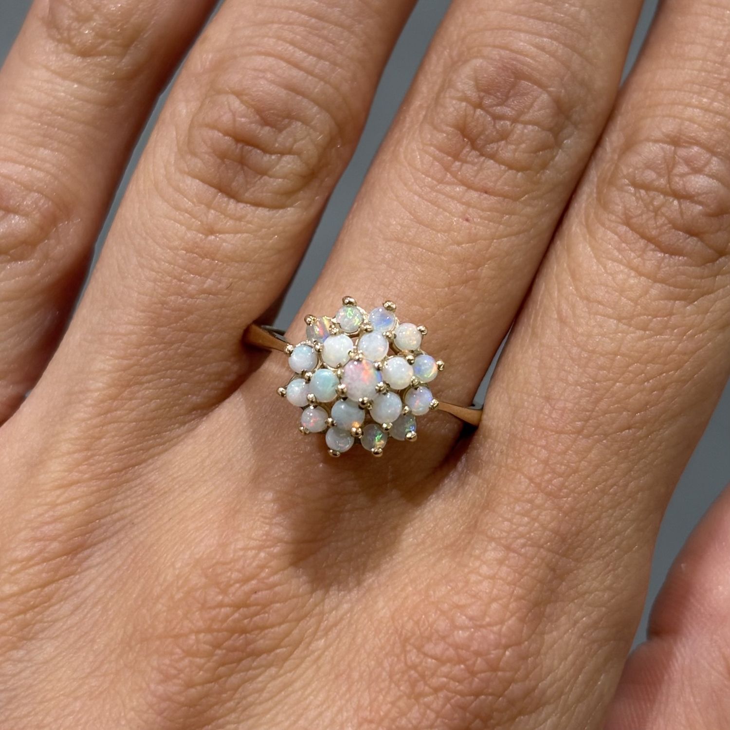 Pre-Owned 9ct Yellow Gold 0.65ct Opal Cluster Ring