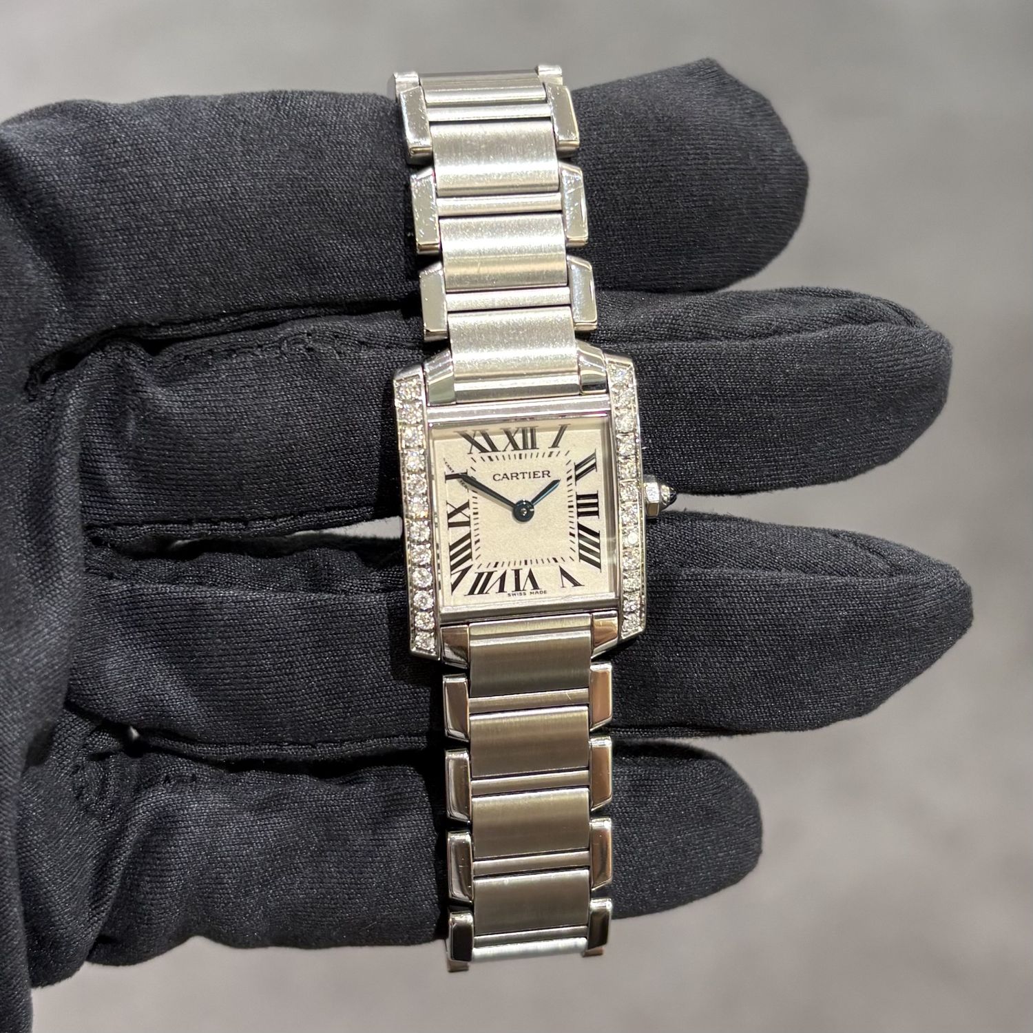 Pre-Owned Cartier Tank Francaise Custom Diamond Set Ladies Watch W51008Q3 2383 Pre-Owned Cartier Tank Francaise Custom Diamond Set Ladies Watch W51008Q3 2383