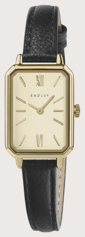 26mm Gold Plated Rectangle Dial Black Leather Strap Watch 26mm Gold Plated Rectangle Dial Black Leather Strap Watch