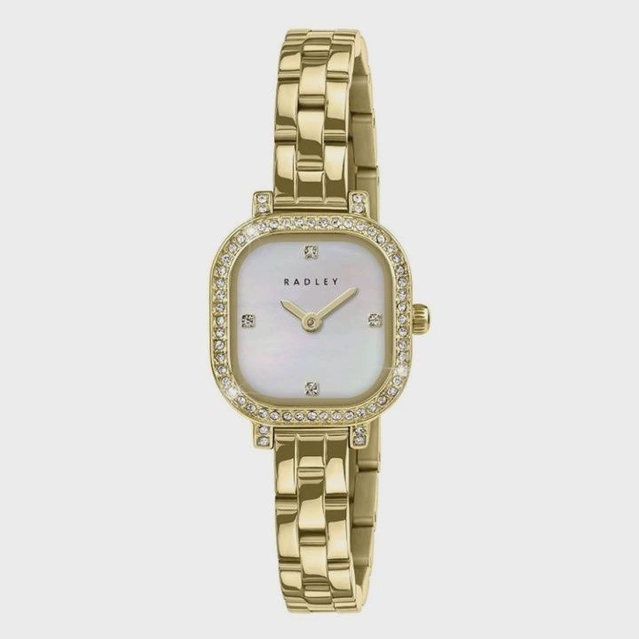 23mm Gold Plated Stone Set Mother of Pearl Watch