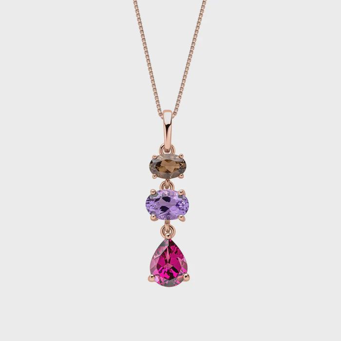 9ct Rose Gold Semi Precious Drop Pendant 9ct Rose Gold Semi Precious Drop Pendant
