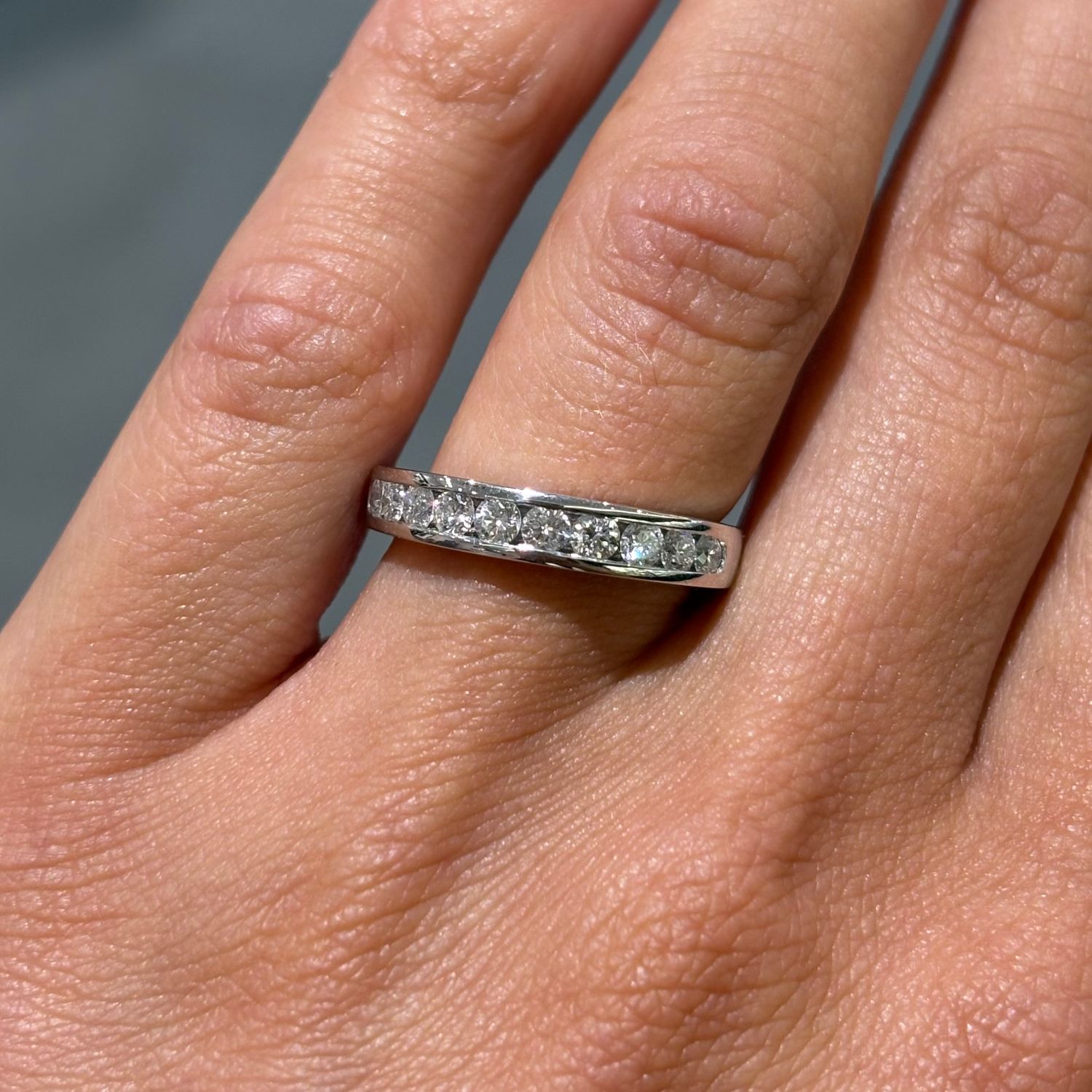 Pre-Owned 18ct White Gold 0.50ct Diamond Channel Set 1/2 ET H SI