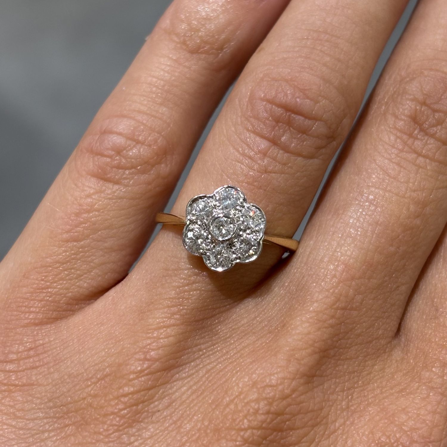 Pre-Owned 18ct Yellow Gold 0.42ct Diamond Flower Cluster Ring