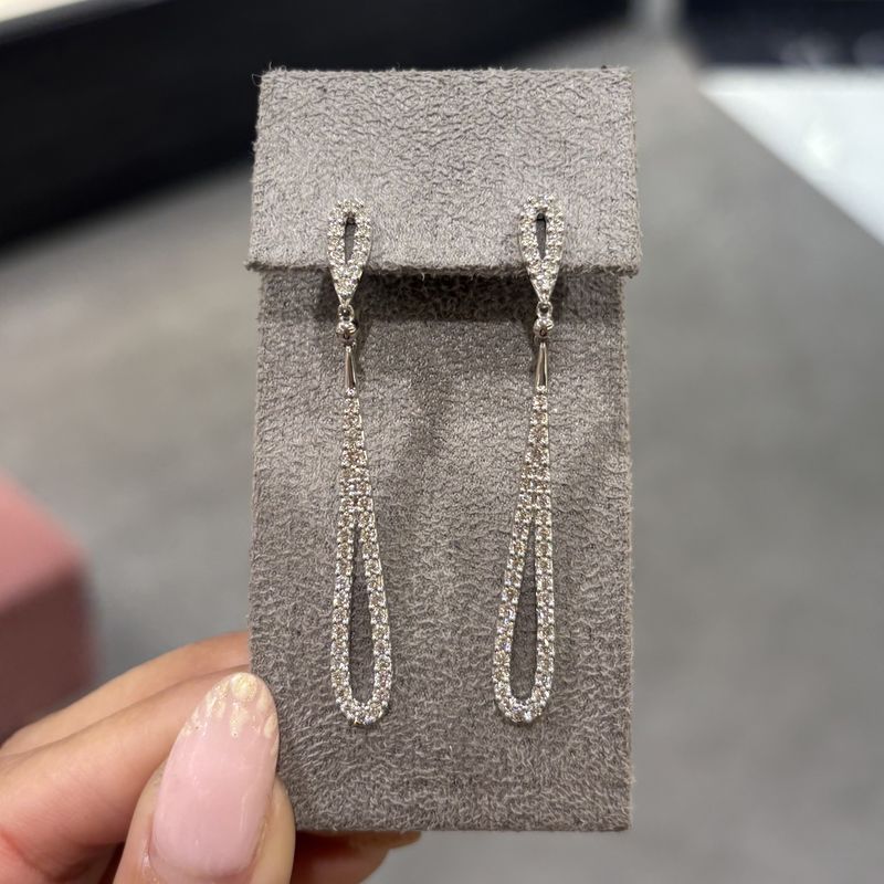 Pre-Owned 18ct White Gold 1.25ct Diamond Double Loop Drop Earrings