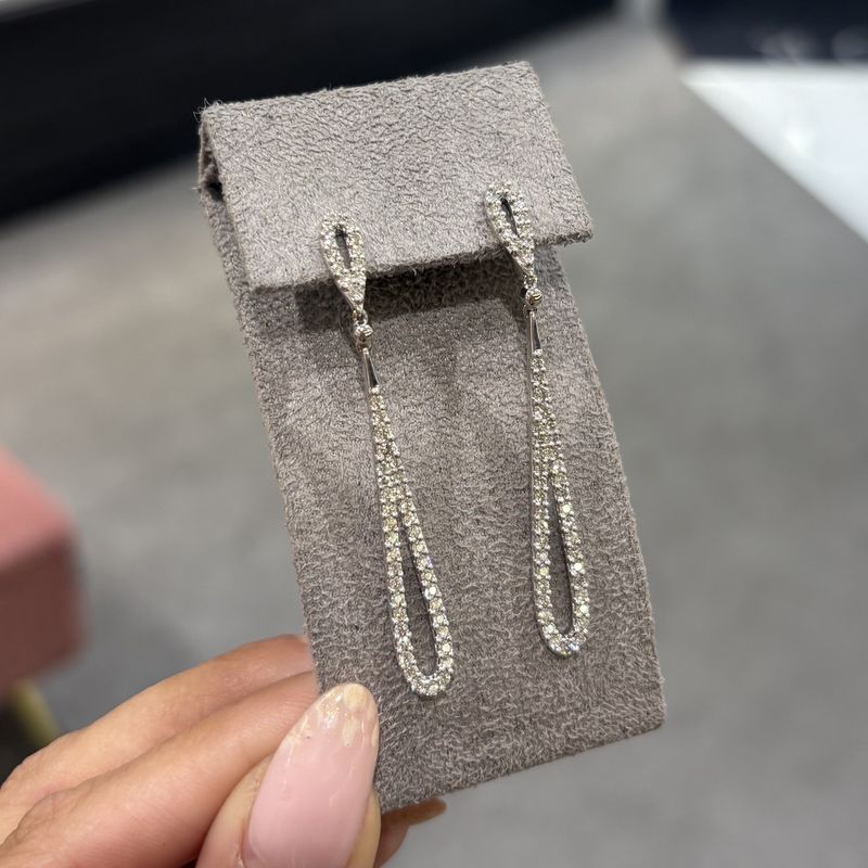 Pre-Owned 18ct White Gold 1.25ct Diamond Double Loop Drop Earrings