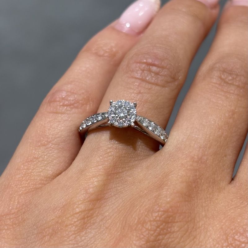 Pre-Owned 9ct White Gold 0.50ct Diamond Halo Ring