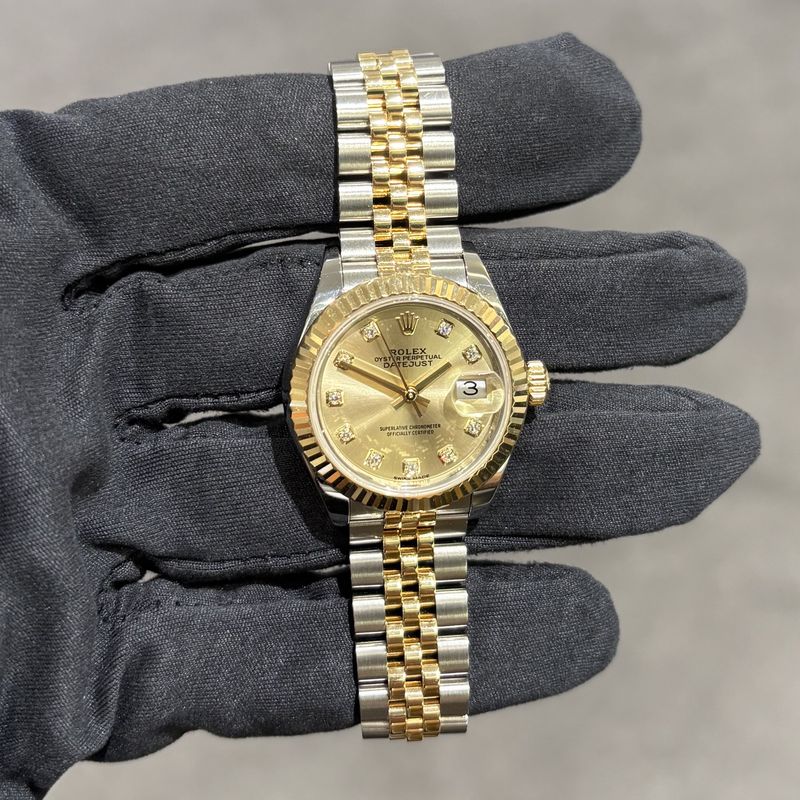 Pre-Owned Rolex Steel & Gold 28mm Champagne Dial Ladies Datejust 279173 Pre-Owned Rolex Steel & Gold 28mm Champagne Dial Ladies Datejust 279173