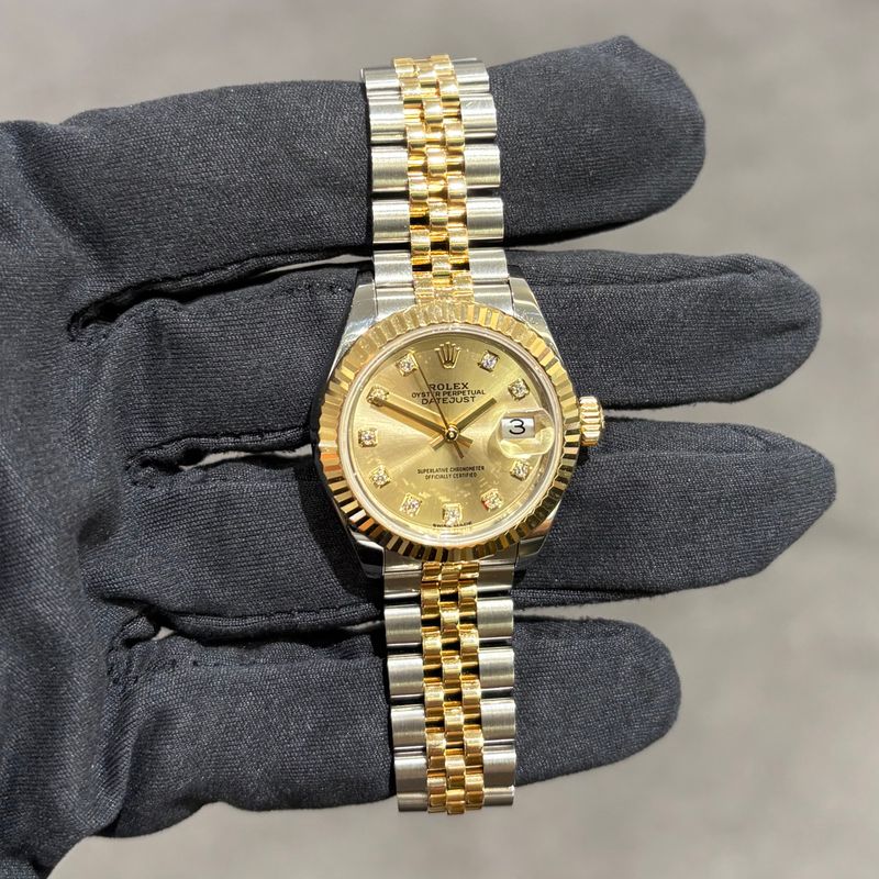 Pre-Owned Rolex Steel & Gold 28mm Champagne Dial Ladies Datejust 279173 Pre-Owned Rolex Steel & Gold 28mm Champagne Dial Ladies Datejust 279173