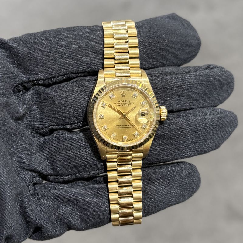 Pre-Owned Rolex 18ct Yellow Gold Champagne Diamond Dial Ladies Datejust 69178 Pre-Owned Rolex 18ct Yellow Gold Champagne Diamond Dial Ladies Datejust 69178