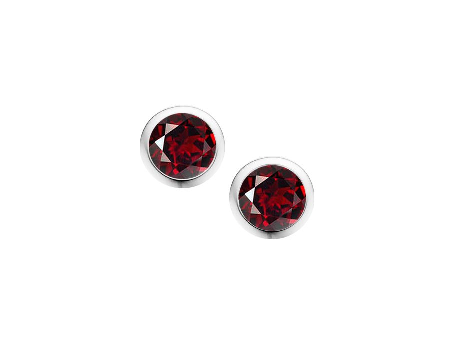 Sterling Silver January Birthstone Garnet Orbit Stud Earrings Sterling Silver January Birthstone Garnet Orbit Stud Earrings