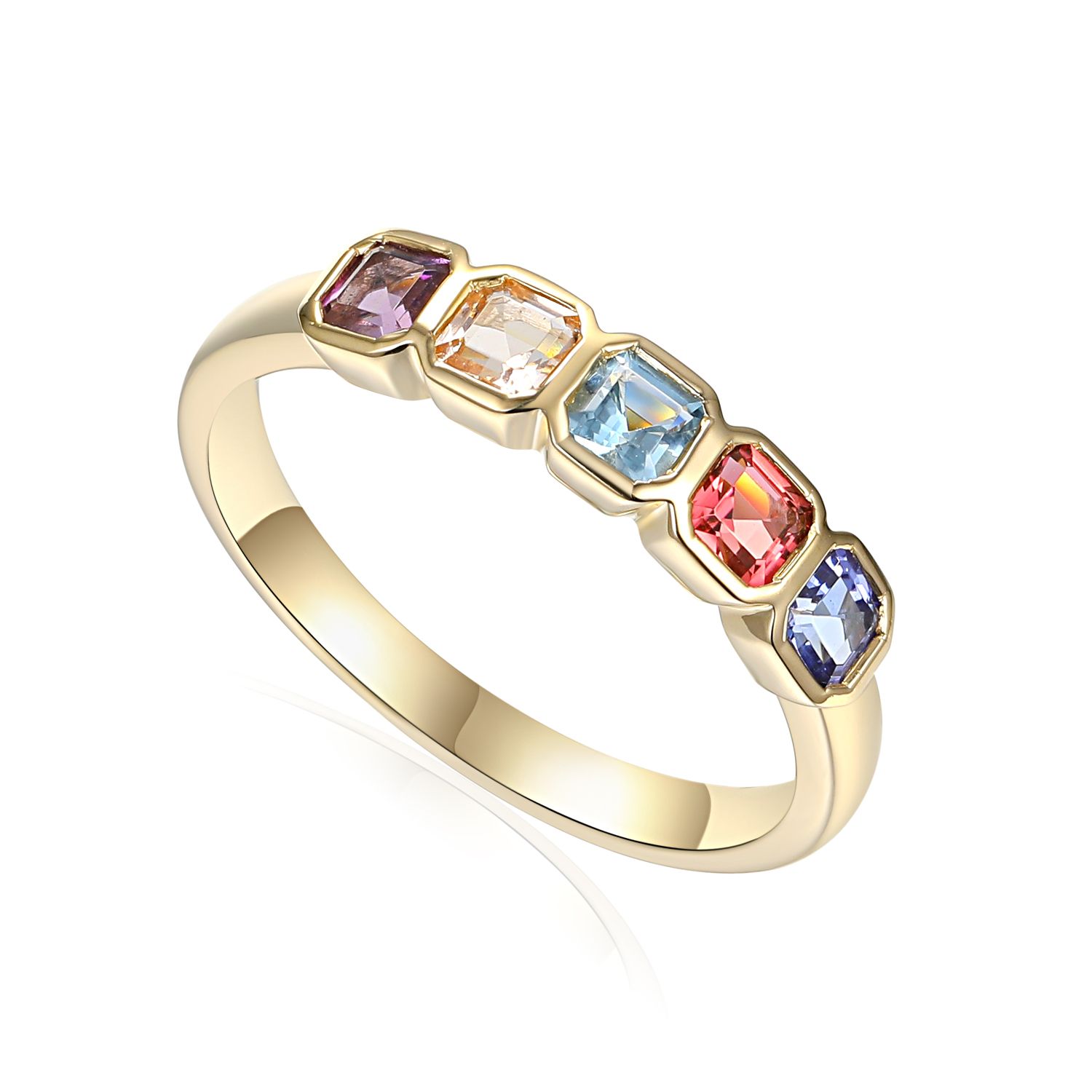 9ct Yellow Gold 0.68ct Multi-Gemstone Rubover Ring 9ct Yellow Gold 0.68ct Multi-Gemstone Rubover Ring