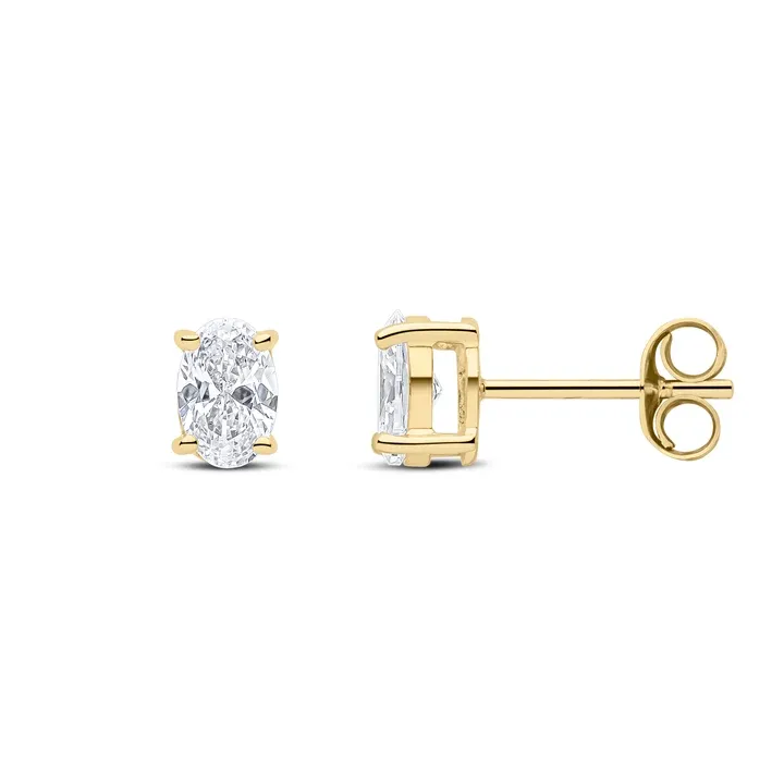 9ct Yellow Gold Oval CZ Cubic Zirconia Stud Earrings 9ct Yellow Gold Oval CZ Cubic Zirconia Stud Earrings