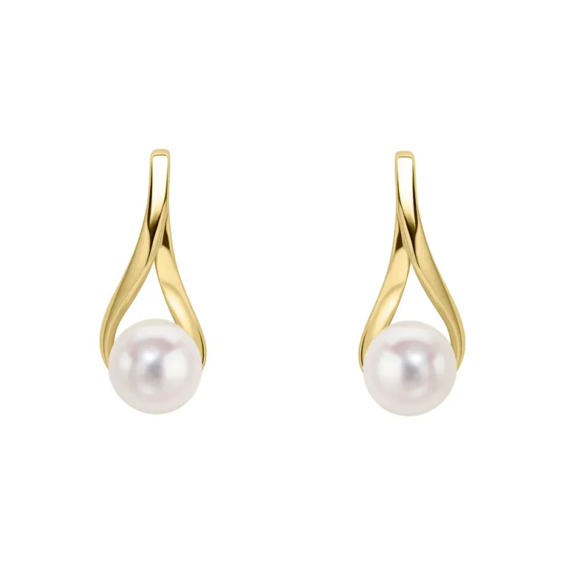 9ct Yellow Gold Freshwater Pearl Twist Drop Earrings 9ct Yellow Gold Freshwater Pearl Twist Drop Earrings